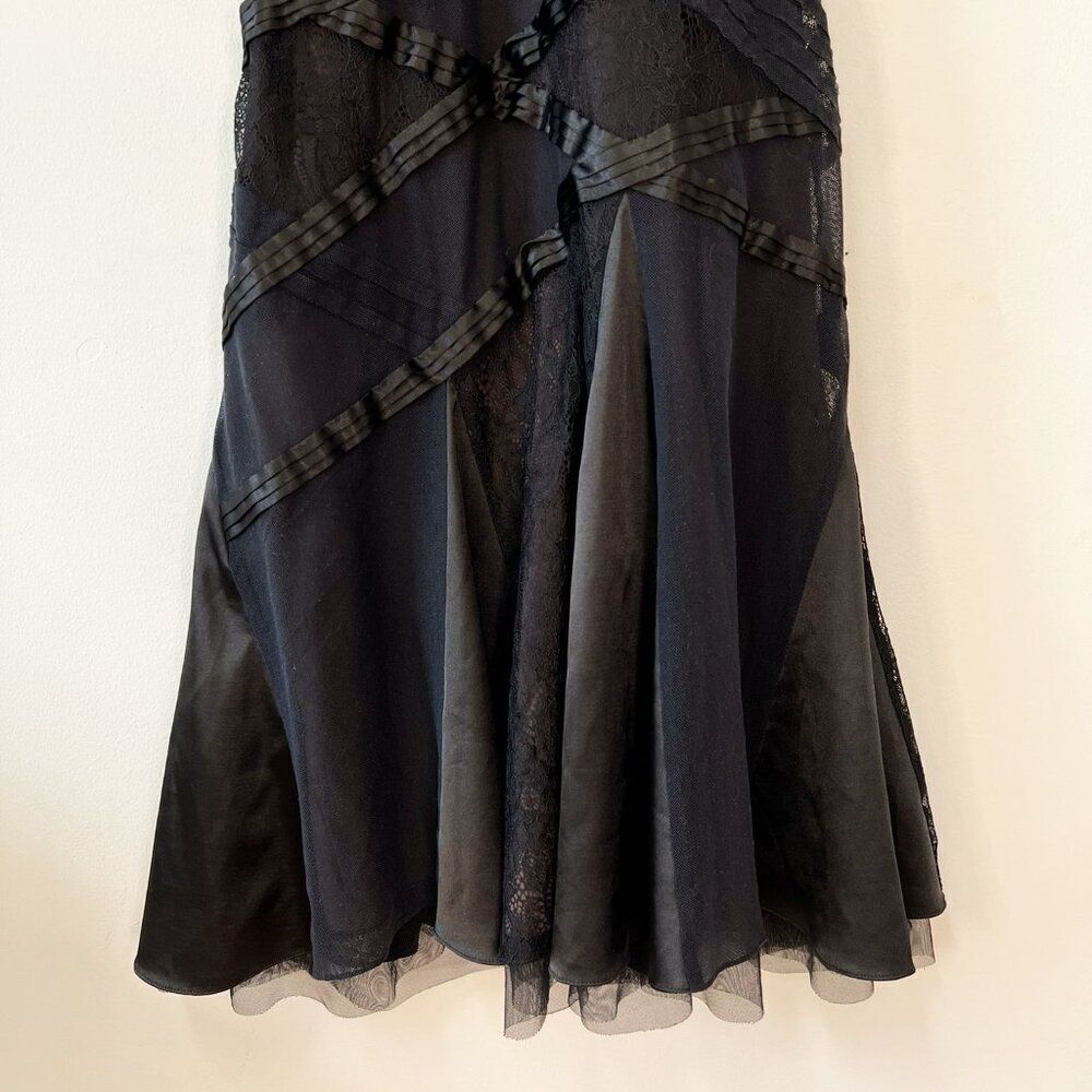 Y2K Karen Millen Blue and Black Satin and Lace Pieced Sleeveless Dress - Picture 6 of 9
